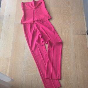 Arden B Vibrant Pink Strapless Pantsuit